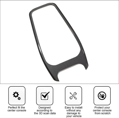 Vista 3 de BestEvMod para la cubierta de pegatinas de la consola central del Mach E, accesorios compatibles con Mustang Mach-E 2021-2025 (fibra de carbono)