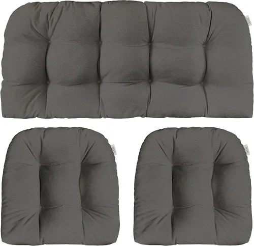 Vista 32 de RSH DECOR: Sunbrella - Juego de 3 cojines de mimbre copetudos 41 x 19 pulgadas y 19 x 19 pulgadas Fabricado con tela de rendimiento Sunbrella