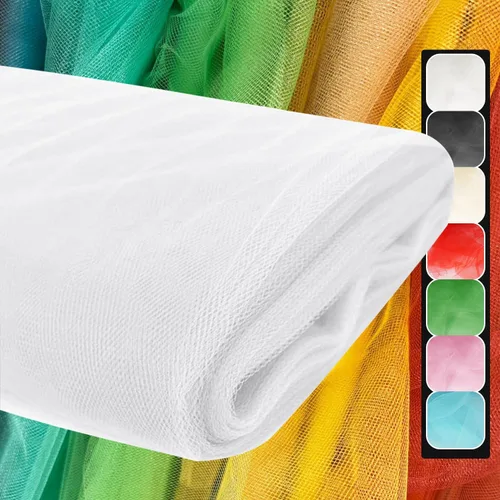 Vista 15 de Rollos de tela de tul, 54 pulgadas por 10 yardas (30 pies), cinta de tul para decoración de fiestas de boda, rollo de tela transparente en bobina