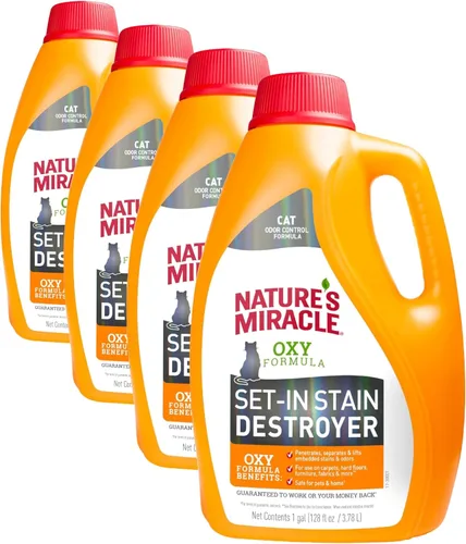 Vista 9 de Nature's Miracle Removedor de manchas y olor solo para gatos con Oxy, 710 ml