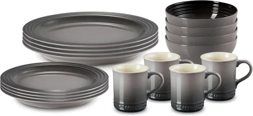 Vista 9 de Le Creuset Juego de vajilla de gres, 16 piezas, Cerise