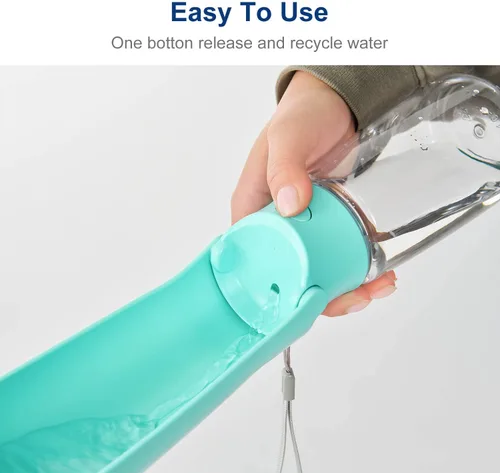 Vista 3 de WePet Botella de agua plegable portátil para perros, dispensador de agua para cachorros con alimentador para beber, 12 onzas, resistente a altas