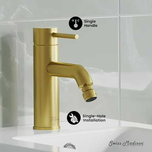 Vista 2 de Swiss Madison Well Made Forever SM-DF81BG Ivy - Grifo de bidé en oro cepillado