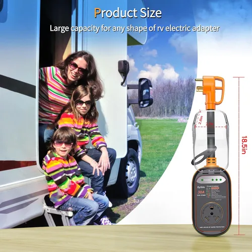 Vista 6 de EyGde Protector contra sobretensiones RV de 30 amperios, analizador de circuitos de 30 amperios con cubierta impermeable, protección de voltaje