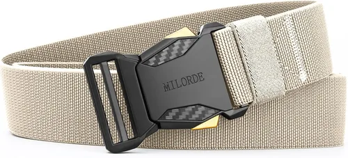 Vista 2 de MILORDE Men Tactical Belt,Stretch Nylon Web,Hiking Rigger Military Work-Quick Release