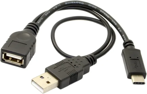 Vista 4 de cablecc USB-C Tipo-C USB 3.1 a USB 2.0 Cable de datos OTG hembra con alimentación para teléfono celular Pro