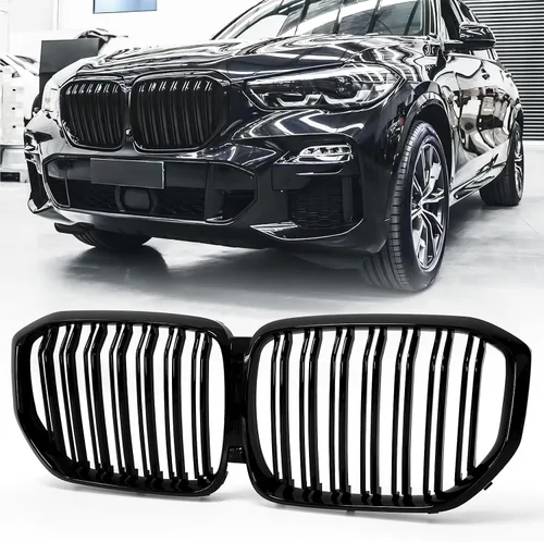 Vista 14 de X5 E70 - Rejilla de riñón de color negro brillante M para BMW X5 E70 X6 E71 2007-2014 (láminas dobles de color M)