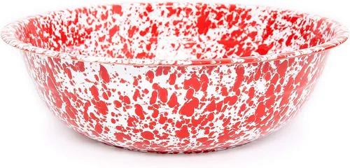 Vista 16 de Enamelware Cuenca pequeña, 4 cuartos de galón, Negro/Blanco Splatter (individual)