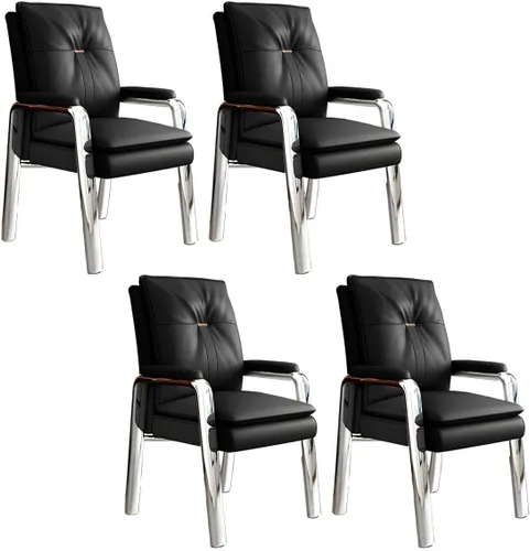 Vista 39 de PU Leather Conference Chair with Fixed Arms High-Back Ergonomic Mahjong Chair Chess Card Room Backrest Computer Chair Long-Term Sitting Mahjong