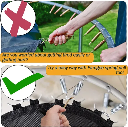 Vista 2 de Kit de herramientas de tracción de resorte para trampolín, extractor de gancho para instalación de resorte, 2 unidades (gancho en T) Hook Puller