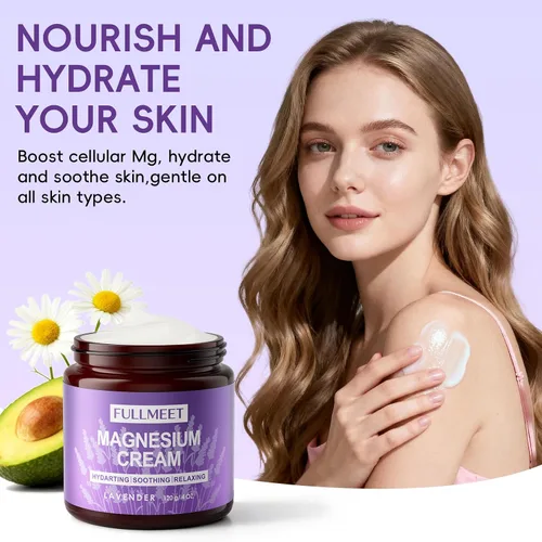 Vista 5 de Crema de magnesio para dormir, loción de magnesio de lavanda para relajación muscular y ansiedad calmante, no grasa, hidratación profunda, loción