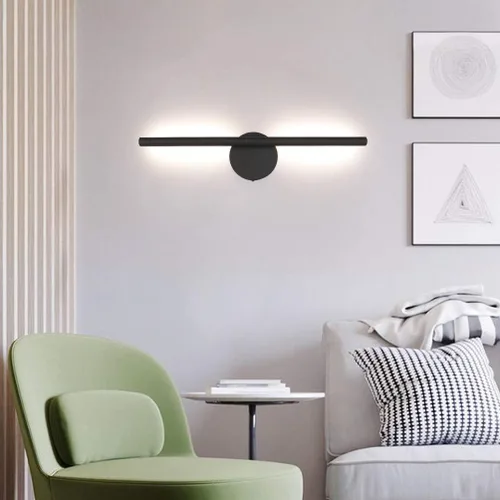 Vista 5 de Aipsun Aplique de pared negro giratorio 360° LED negro lámpara de pared para dormitorio, sala de estar, hotel, pasillo, pasillo, blanco cálido, 3000