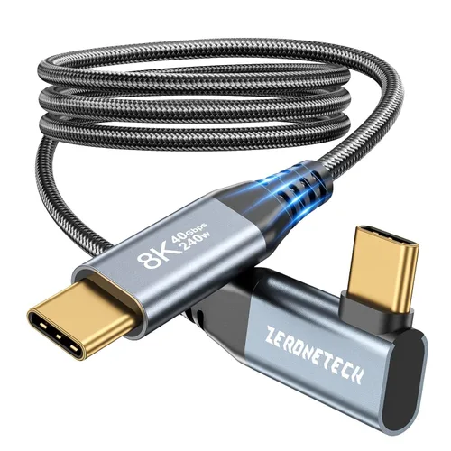 Vista 17 de ZeroneTeck Cable USB C de 40Gbps para Thunderbolt 4 de 0.5 pies, 6 pulgadas, transferencia de datos de 40Gbps, [8K@60Hz/Dual 4K@60Hz] Cable corto