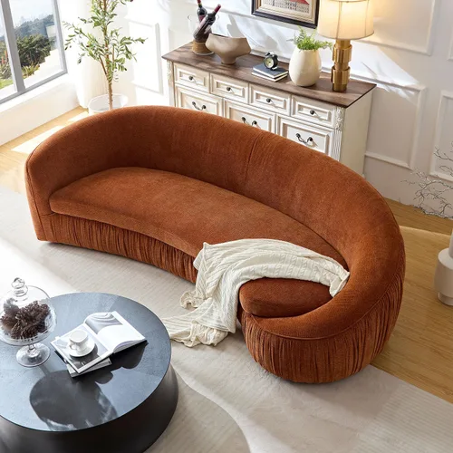 Vista 27 de Silla giratoria naranja con forma de barril, moderno círculo redondo individual con almohada para sala de estar, dormitorio, espacio pequeño, tela