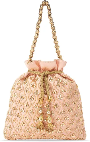 Vista 6 de Aheli Potli Monederos para mujer, hecho a mano, bolso de noche, elegante pulsera de moda nupcial