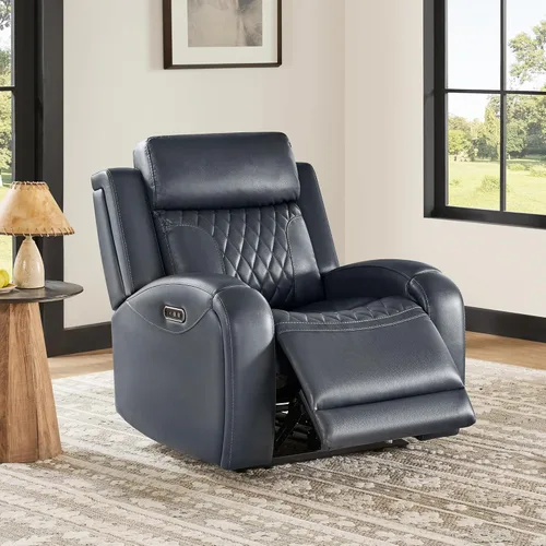 Vista 11 de CHITA Silla reclinable de cuero genuino para adultos con reposacabezas eléctrico ajustable, sillón reclinable plano con portavasos extraíbles