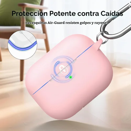 Vista 4 de RFUNGUANGO - Funda para AirPods Pro 2, color rosa Funda protectora de silicona con kit de limpieza, llavero compatible con AirPods Pro de 2ª/1ª