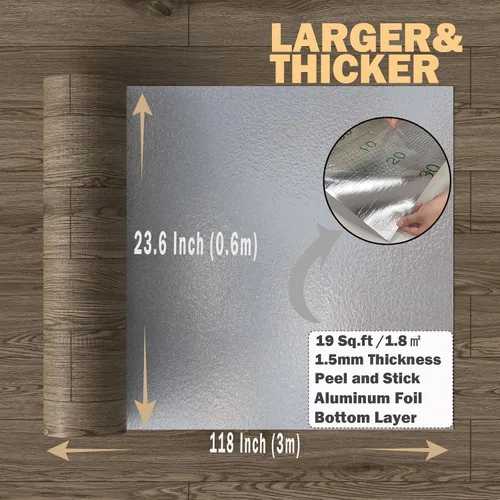 Vista 2 de Oxdigi Rollo de Suelo de Vinilo Despegar y Pegar 23"x 118"/19 Pies Cuadrados, Baldosas de Suelo de Vinilo Autoadhesivo Engrosado Estilo Tablones