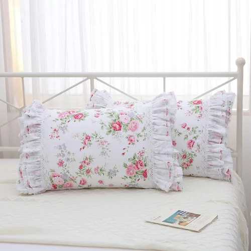 Vista 21 de Juego de 2 fundas de almohada con encaje blanco con flores 3D de aspecto retro noble y lujoso elegante, 100% algodón, tamaño estándar