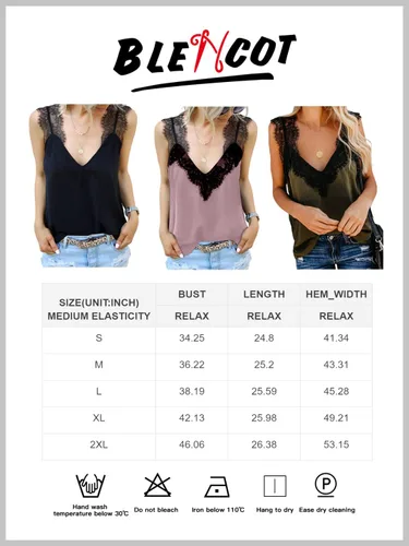Vista 4 de Blencot - Blusa de tirantes para mujer, cuello en V, estilo casual, suelta, sin mangas