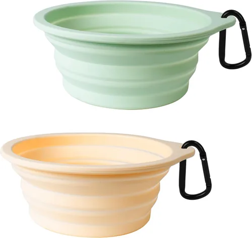 Vista 2 de PetBonus 2-Pack Silicone Collapsible Dog Bowls and Dog Collar Safety Clip