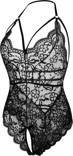 Vista 2 de Lencería de encaje para mujer, babydoll floral, ropa de dormir de una pieza