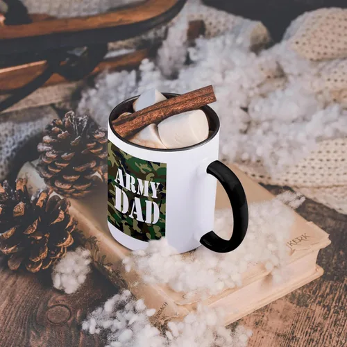 Vista 6 de 3dRose Taza negra de dos tonos camuflaje verde Army Dad de 15 oz
