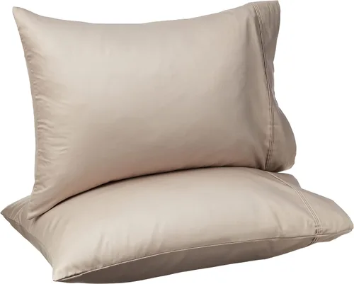 Vista 10 de Amazon Basics Juego de 2 fundas de almohada de 400 hilos, 100 % algodón, suaves, tejido satinado, resistentes a las arrugas, tamaño estándar, 20 x