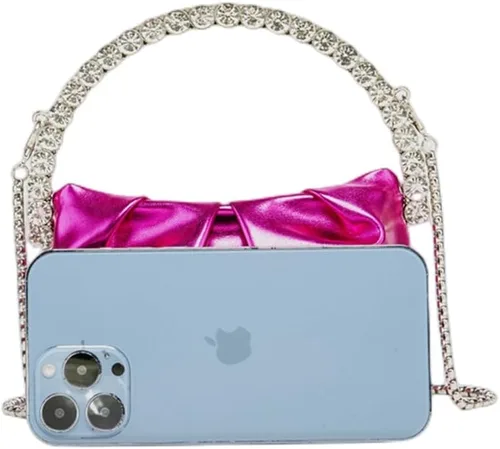 Vista 3 de UMREN Bolsos de mano de noche de cristal para mujer, mini bolso con asa de diamante con purpurina y diamantes de imitación brillantes