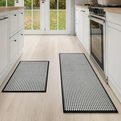 Vista 13 de YDKGL Alfombras de cocina antideslizantes y lavables, color negro, 17 x 30