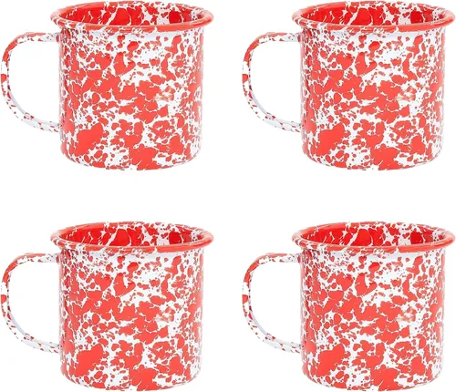 Vista 5 de Crow Canyon Home Splatter Enamelware - Taza grande de 16 onzas, color negro