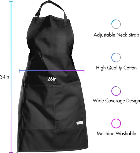 Vista 8 de Delantales cósmicos de grado profesional para manualidades y chef con bolsillos, delantal de 34 x 26 pulgadas para cocina, cocina, parrilla, artista