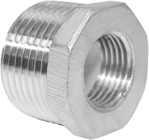 Vista 4 de Joywayus Reductor de buje de cabeza hexagonal de acero inoxidable, montaje de tubería 1 NPT macho × 1/2 NPT hembra (paquete de 2)
