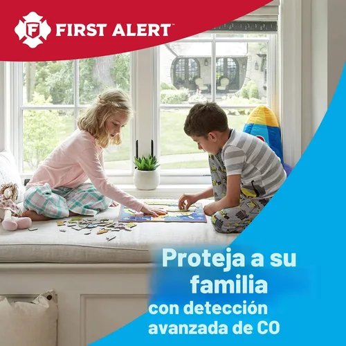 Vista 2 de First Alert - Detector de monóxido de carbono CO710 con batería de 10 años y pantalla digital de temperatura, color blanco CO710