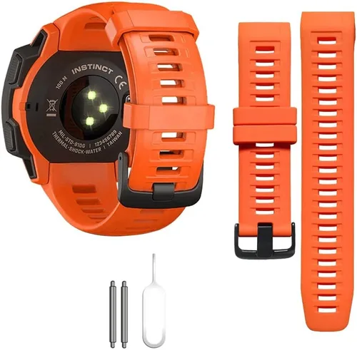Vista 9 de Threeeggs Correa de repuesto compatible con Garmin Instinct Bands, correa de silicona suave compatible con Garmin Instinct 2, solar, táctica Verde