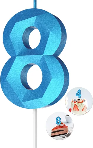 Vista 11 de Velas de cumpleaños con números (0 velas negras), forma de diamante 3D, decoración de pastel de feliz cumpleaños para niños y hombres, cumpleaños