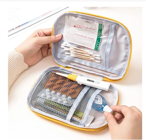 Vista 4 de Mini bolsa vacía de primeros auxilios, bolsa médica vacía portátil, bolsa de medicina vacía bolsa de almacenamiento de kit de emergencia vacía