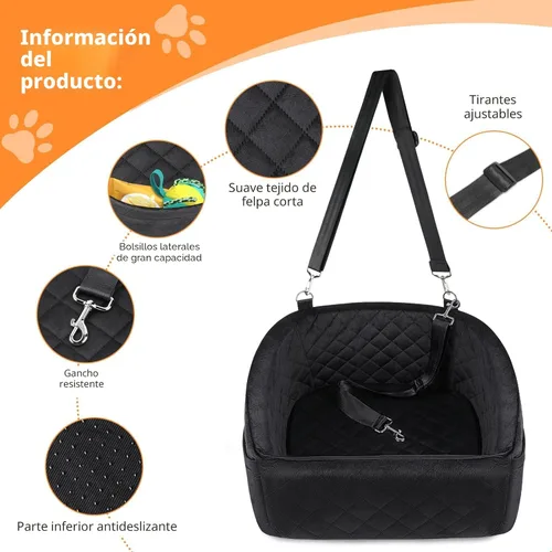 Vista 4 de NEEZUKAR Asiento de automóvil para perros pequeños y medianos, asiento elevador desmontable lavable para perros de menos de 30 libras, asiento