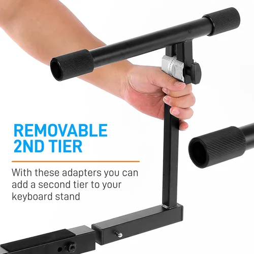 Vista 4 de PYLE Heavy-Duty Multi-Functional Music Stand - Z Style & Portable, 2nd Tier, Height & with Adjustment, Digital Keyboard Stand, Rack Case w/Ergonomic