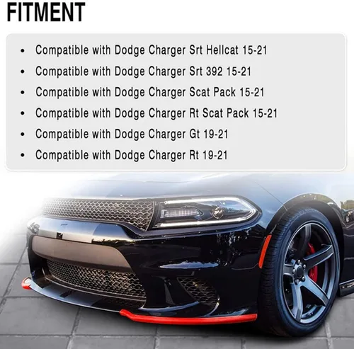 Vista 4 de Protector Divisor de Labio de Parachoques Delantero para Dodge Charger 2015-2023 Hellcat/SRT 39 /Scat Pack/RT Scat Pack/GT/RT No para Plus, Widebody