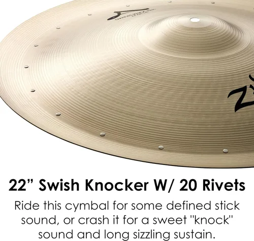 Vista 3 de Zildjian A0315 Platillo de 22" A Swish Knocker con 20 remaches