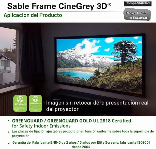 Vista 7 de Elite Screens Serie ezFrame, Pantalla de proyección de cine en casa de marco fijo Sable Frame Series
