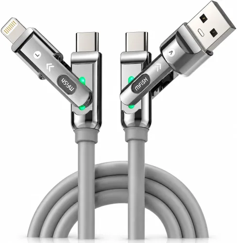 Vista 8 de MFish Cable de carga rápida 4 en 1 de 240 W, negro, 3.3 pies