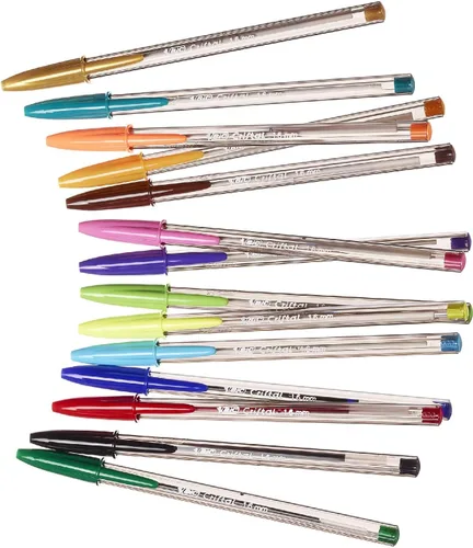 Vista 3 de BIC Cristal Bolígrafos multicolor, varios colores, bolígrafos biro para todos los días con punta ancha (0.063 in), paquete de 20