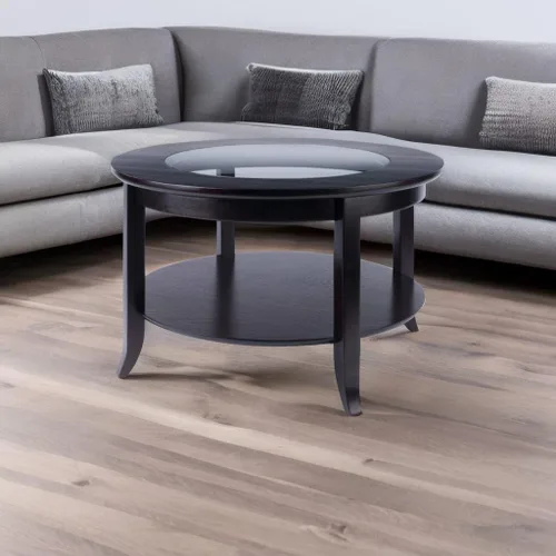Vista 2 de Ergode Genoa - Mesa auxiliar rectangular – Diseño elegante con inserto de vidrio y estante – 40 pulgadas de ancho x 22.28 pulgadas de profundidad x