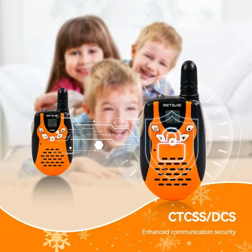 Vista 7 de Walkie Talkies Retevis para niños, recargables, 22 canales, FRS VOX, radio bidireccional para niños (naranja, 1 par)