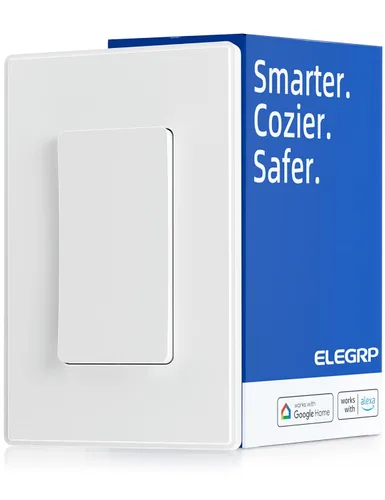 Vista 14 de ELEGRP - Interruptor de luz inteligente, interruptor de luz Wi-Fi de 2.4 GHz compatible con Alexa y Google Assistant, requiere cable neutro, control