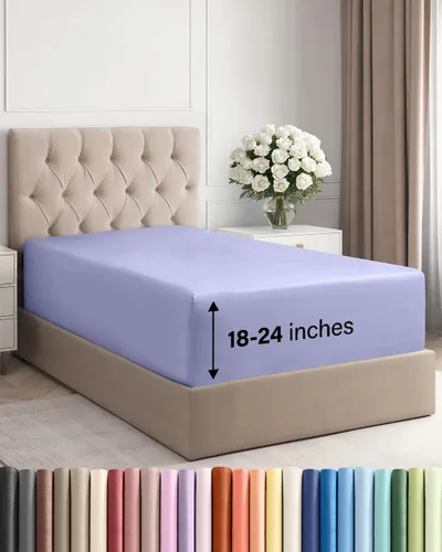 Vista 184 de Sábana bajera ajustable extra profunda Twin XL – Sábana bajera individual de lujo de hotel solamente – Se adapta fácilmente a colchones de 18 a 24