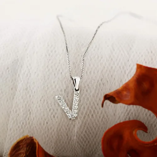 Vista 156 de Collar colgante con letra inicial de diamantes en oro amarillo de 14k (1/10 quilates) 18 pulgadas