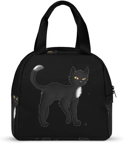Vista 4 de Black Cat Warrior - Lonchera para mujeres y hombres, con aislamiento, reutilizable, bolsa de almuerzo